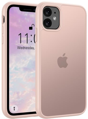 Andwing Matt für iPhone 12 Hülle Rosa | Militärstandard FallSchutz Handyhülle,Mattierte Durchscheinende Rückseite Schutzhülle,Anti-Fingerabdruck Kratzfest Haltba