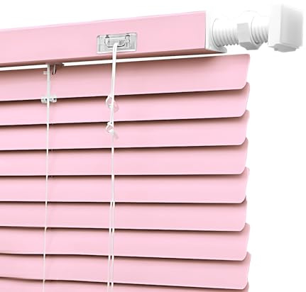 Aluminum Mini Blinds 1 Slat No Drill Horizontal Venetian Blind for Indoor Windows Cordless Room Darkening Shades for Office Bathroom Home(Light pink)