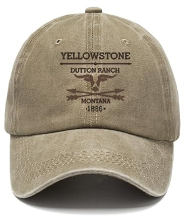 Yellowstone Dutton Ranch Montana Casquette de baseball vintage, chapeaux de papa vintage, casquettes de baseball rétro pour hommes, chapeaux de soleil souples, kaki, taille unique