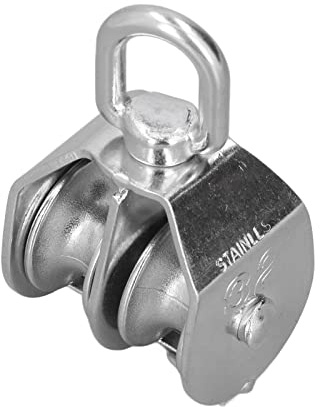 Acouto Polea Marina de 32 Mm/.3in Rodillo de Doble Rueda de Doble Rueda 250 Kg de Carga 304 Acero Inoxidable para Yates de Yates.