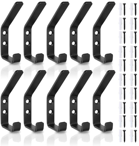 XMDROU Haken für Akustikpaneele, 10 Stück Akustikpaneele Wandpaneele Kleiderhaken, Akustikpaneeles Haken Schwarz Hakenleiste Mit Gummistopfen und Schrauben für Acoustic Panel Akustikplatten
