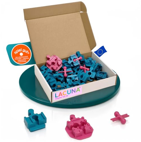 Lacuna 30 Stück Adapter Baustein passend für BRIO (R) und DUPLO (R) - Holzeisenbahn + Klemmbausteine - Made in Europe (Zubehör)