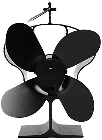 4 Blades Heat Powered Stove Fan High Temperature Self Starting Fireplace Fan Black Diameter 152mm LT381 Crown Style