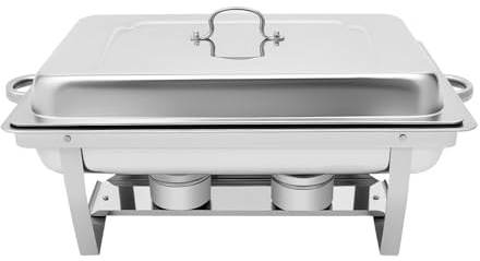 Fornello a buffet in acciaio inox, riscaldatore piatto professionale 9L, vassoio per alimenti caldi catering, acciaio inossidabile lucidato, riscaldamento alcolico silenzioso, per ricevimento