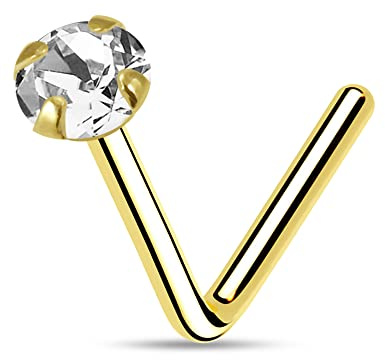 Monster Piercing - 9K Gold Gelbgold | Nasenpiercing Nasenstecker Stud | Zirkonia Kristallstein | Steingröße: 1,5MM bis 3MM | Stabstärke: 22G (0,6 mm) | Stablänge: 7mm | Hypoallergen