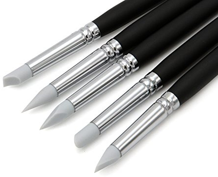 Paintersisters Silikonpensel set om 5 stl. 10, modelleringspenslar, färgformare, mjuk design, lång stil