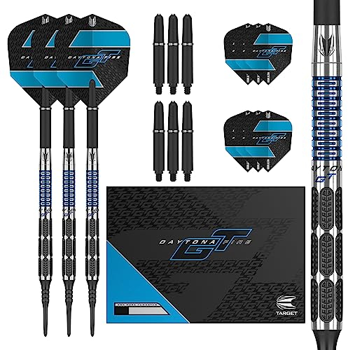 Target Darts Daytona Fire GT10 Dartpfeile, 18 g, 95 % Wolfram, weiche Spitze, Schwarz und Blau