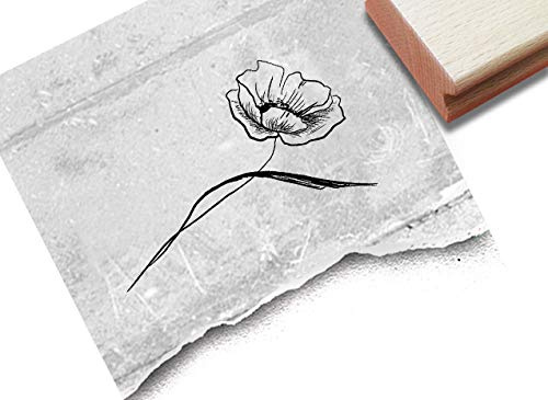 Stempel Blume MOHNBLUME - Bildstempel Motivstempel für Karten Briefe Servietten Tischdeko Scrapbook Art-Journal Kunst Deko Geschenk - zAcheR-fineT (mittel ca. 28 x 47 mm)