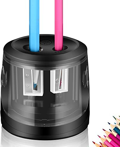 ARPDJK Elektrischer Anspitzer USB & Batterie Netzbetrie 4 Klingen 2 Größen Automatisch Elektrisch Spitzer, Bleistiftspitzer Kurbel mit Behälter für Dreikantstifte und Buntstifte