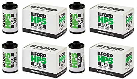 Ilford HP5 Plus ISO 400 Black and White 35mm Roll Film Bundle (36 Exposures, 4-Pack) (4 Items)