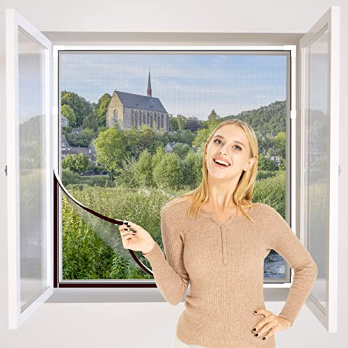 NeatiEase DIY Moustiquaire magnétique aimantée réglable pour fenêtre - Max 130 x 150 cm - Sans perçage, Peut être coupé - Facile à installer(Cadre blanc,toile grise)