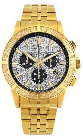 LOUIS XVI Majesté Iced Out 1037 - Ø 43 mm - Herren Uhr - Wasserdicht - Mit Saphirglas - Armband Gold - Zifferblatt CZ-Diamanten - Schweizer Quarzwerk