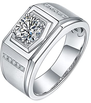 ANAZOZ Pt950 Herren Ring Platin, 1ct Moissanite Solitaire Ehering Herren Echtschmuck
