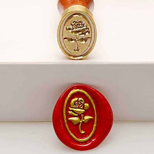 3D ovale Relief-Rose in Bloom Siegelstempel + Holzgriff, ideal für Hochzeitseinladungen, Valentinstagskarten, Geschenkverpackungen