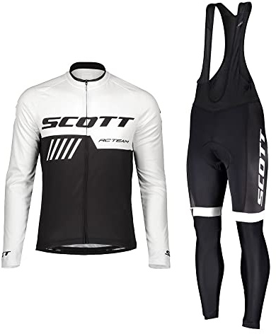 HOMTOL Herren Radtrikot Set Langarm Fahrradanzüge Fahrradtrikot Set Langarm Trikot + Radlerhose mit Sitzpolster Atmungsaktiv Elastische Schnell Trocknend Fahrrad Trikot für Fahrrad Rennrad MTB