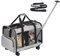 FASNATI Double-Compartment Pet Carrier with Detachable Wheels for Cat/Dog, Rolling Carrier for 2 Small Cats/Dogs/Rabbits, Super Ventilated Design, Ideal for Traveling/Walking/Camping, Grey