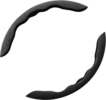 Alfanxi Universal Al-Cantara Material Halb segmentierter Lenkradbezug passend für alle Automodelle. (Schwarz)