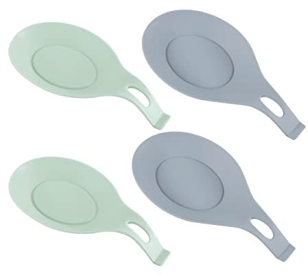 4-PACK Silicone Spoon Rest for Kitchen Counter, Kitchen Gadgets Organizer Kitchen Spoon Holder, Almond-Shaped Cooking Spoon Holder for Stove Top for Countertop