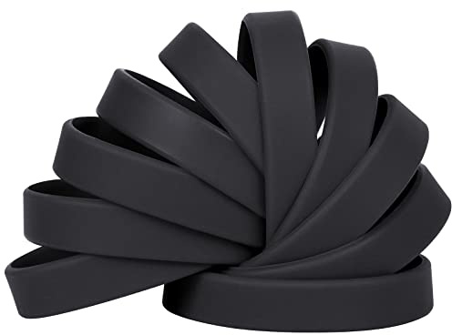 LVNRIDS 100 Stück Silikonarmband für Kinder Schwarz, 18 cm Silikon Armbänder Elastische Gummiarmbänder für Jungen Mädchen Schule Aktivität Party Geschenke | 17,8 cm langes Sport-Armband aus Silikon, elastisches Armband für Veranstaltungen, Schule, Lehrer, Party, Geschäft