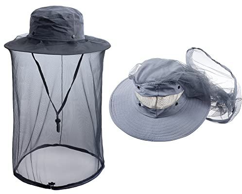 ZffXH Chapeau Anti Moustique, Chapeau Moustiquaire, Chapeau Apiculteur, Chapeau De Soleil D'été en Maille Safari pour Le Camping Et La Pêche avec Filet Et Voile pour Homme Et Femme
