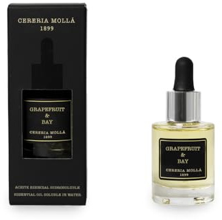 CERERÍA MOLLA 1899 | Aceite Esencial Grapefruit & Bay | Frasco de Cristal con Cuentagotas | Fragancia Delicada | Perfecto para Difusores y Quemadores | Premium | 30ml
