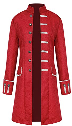 Steampunk Herren Jacke - Gothic Frack Herren Mantel Gehrock Mittelalter Viktorianische Mäntel Uniform Lange Smoking für Männer Halloween Kostüm Karneval Fasching Party Cosplay Punk Kleidung