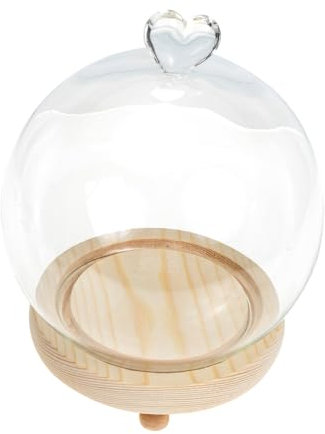Warmhm Elegante Glasglocke Mit Holzsockel Und Licht Für Mikrolandschaften Zur Präsentation Von Ewigen Blumen Figuren Und Deko-objekten Für Und Wohnaccessoires