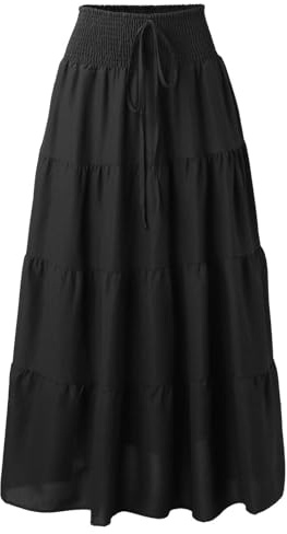 Adigaber 2 en 1 Jupon Femme Long Taille Haute Longue Maxi Jupe Bohême Tour de Taille Elastique Jupe Maxi Décontractée Vacances L'été Plage