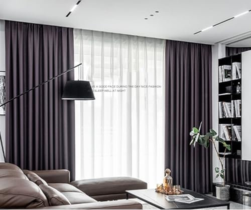 Homxi Blickdichter Vorhang 2er Set,2 x 96W x 160H cm,Gardine Blickdicht Wohnzimmer Lila Einfarbig Gardinen mit Ösen