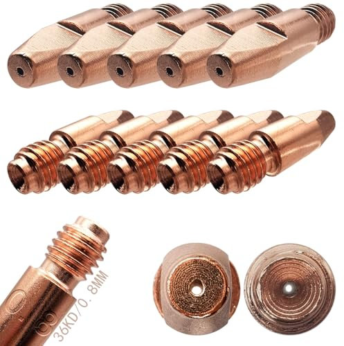 Gas Welding Nozzles, Dujelixa 10Pcs 36KD Power Nozzles Welding Contact Tip 0.8mm, M8 Mig Nozzle, Handheld Welding Tip, Welding Nozzles Tips, for 36KD MIG/MAG Welding Torch Accessories Wear Parts