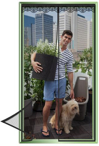 TYYHTJ Fliegengitter Tür Magnet 140x220CM Insektenschutz Fliegenvorhang, Der Magnetvorhang ist Ideal für die Balkontür, Kellertür und Terrassentür, Kinderleichte Klebemontage Ohne Bohren, Schwarz