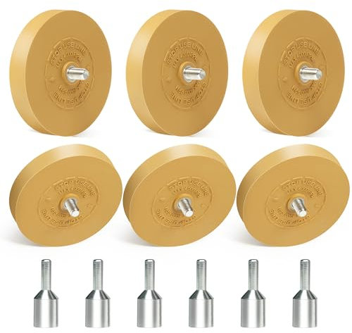 6 Pack Decal Remover Wheel 3.5 Inch Eraser Wheel Sticker Remover Wheel for Drill Remove Pinstripe Stripe Vinyl Tape and Graphic
