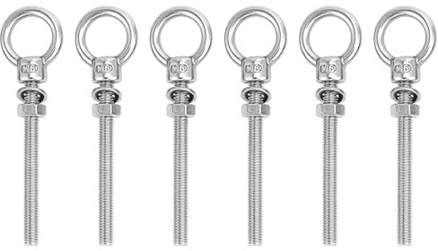 QWORK® 6 Pezzi Bullone a Occhiello, Golfare M6x60mm Acciaio Inossidabile, Bulloni di Vite, per Fissare e Appendere