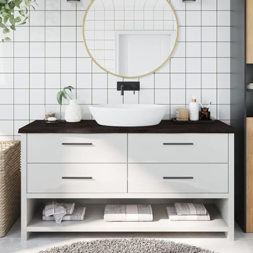 Iiaky Waschtischplatte Dunkelgrau 160x60x4 cm Massivholz Behandelt Massivholzplatte Waschtischplatte Holzplatte