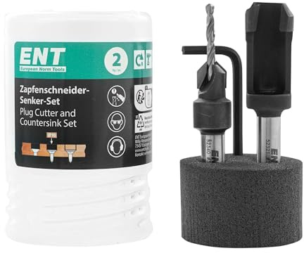 ENT 52410 Zapfenschneider-Senker-Set HW, Bohrer Ø 3 mm, Versenker Ø 10 mm, E 90 °, Zapfen 19x10 mm