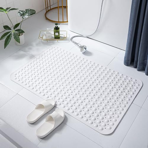 KQIEJUY Tappetino da Doccia Antiscivolo, Tappetino da Bagno con Ventose, Tappeto Antiscivolo da Doccia per Anziani, Tappetino per Piatto Doccia Rettangolare Antiscivolo, Tappeto Bagno 80 x 50 cm