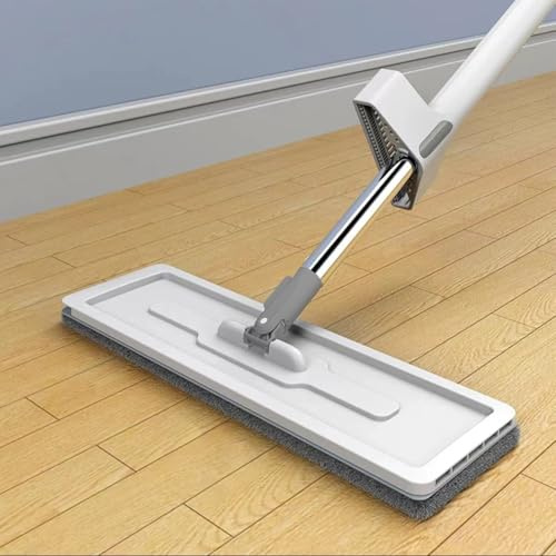 acfeco Wischmop, Bodenwischer Set mit Eimer, Wischer Boden mit 2 Ersatz Mikrofaser Mopp Pads 140cm Verlängerter Stange, Nass- und Trockengebrauch für alle Hartböden Marmor, Fliesen