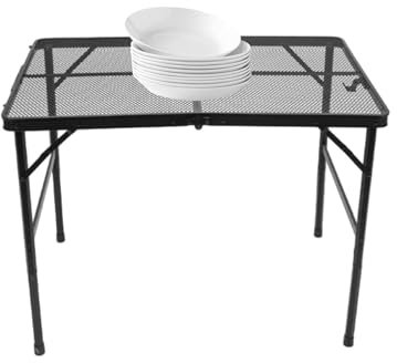Fällbart strandbord av aluminium, picknickbord för grillning – fällbart fällbord för utomhusbruk, värmebeständigt, stor aluminiumlegering med sidobord för