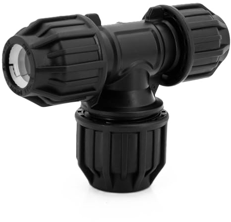 H2O-Flex PP Fitting 25mm x 20mm x 25mm reduziertes T-Stück für PE Rohr,DVGW | PP Fitting-Set mit Trinkwasserzulassung und allen Varianten, Bogen, T-Stück, Kugelhahn, Kupplung, Wandwinkel, Stopfen,PE-Rohr