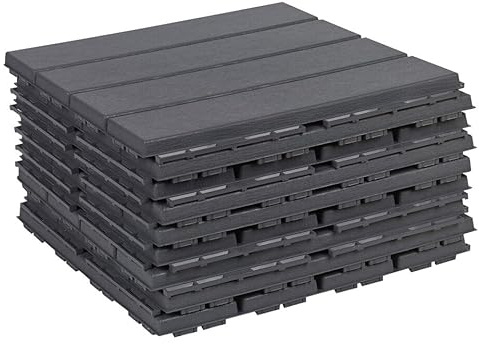 URBNLIVING Piastrelle in plastica ad incastro da giardino, 9 pezzi, griglia per vialetti esterni, durevole e facile installazione, senza bisogno di attrezzi, piastrelle per pavimento 33 x 33 cm