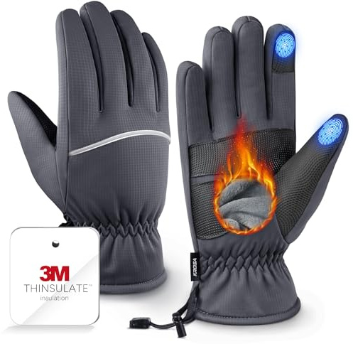Winter Gloves Men Women Made with 3M Insulation & Plush Lining, -10°F Windproof & Water-Resistant Snow Gloves for Cold Weather, Ski Glove with Reflective Strips & Touchscreen Fingers for Running