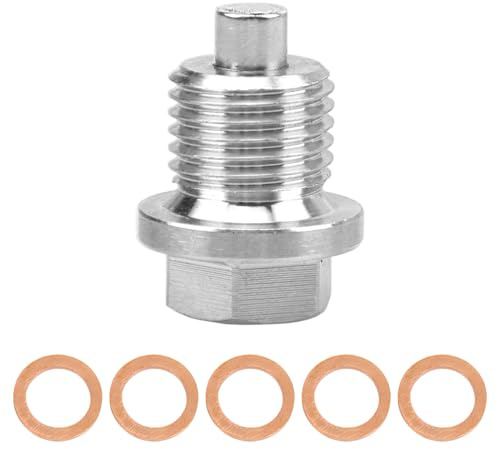 Knocery Vite di scarico dell'olio magnetica M14 x 1,5, vite di scarico dell'olio magnetica M14, guarnizione magnetica per vasca dell'olio, vite di scarico dell'olio con anello di tenuta