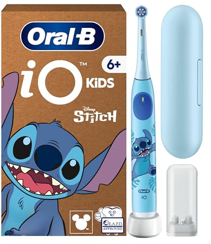 Oral-B iO Kids Spazzolino Elettrico Ricaricabile Disney Stitch Per Bambini Dai 6 Anni In Su, Delicato Su Denti da latte e Gengive, Efficace contro la Carie, 1 Spazzolino