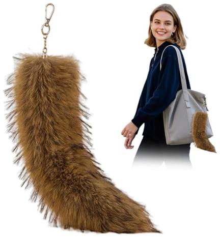 UIEXAY Fox tail keychain,1 Stück Fuchsschwanz Anhänger, Schwanz Keychain etwa 38cm, Auto Schlüsselketten Anhänger, Weich Flaumig Dicht Dekoration