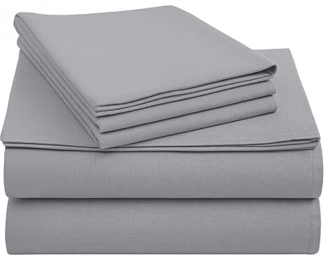 California Design Den Flannel Queen Bed Sheets Set - Made in Portugal 100% Cotton, Thick, Velvet Soft 4-Piece Flannel Sheets Queen Size Set, Triple-Brushed with Extra Deep Pockets - Silver Grey