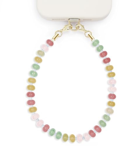 POSADINA Natural Stone Phone Charm, Beaded Healing Phone Wrist Strap, Handmade Cellphone Chain Lanyard with Tether Tab