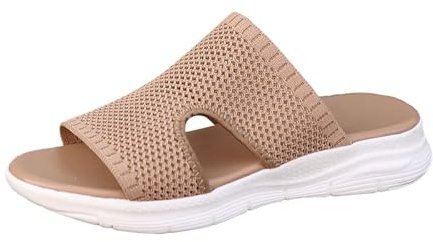 YIzdegg damsandaler, bekväma nät – sandaletter, halkfria sandaletter, lätta att släppa med mjuk fotbädd, sommarskor, öppna tår, strandskor, ergonomiska fritidsskor, lätta vandringssandaler, kaki, 37