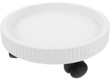 TOYANDONA Support à Plantes Roulant roulettes, Plateau Rond 220 Mm en Polypropylène Blanc, Base Mobile pour Pots de Fleurs Intérieur et Extérieur, Déménageur de Jardinière Pratique et