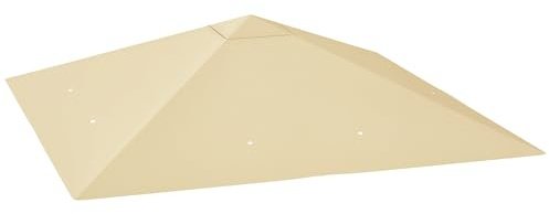 Toit de Rechange Outsunny pour pavillon 3 x 3 m, Hydrofuge Toit de pavillon UPF30+ Housse de Rechange pour pavillon de Jardin Pièces de Rechange en Tissu Oxford, 370 g/m², Beige