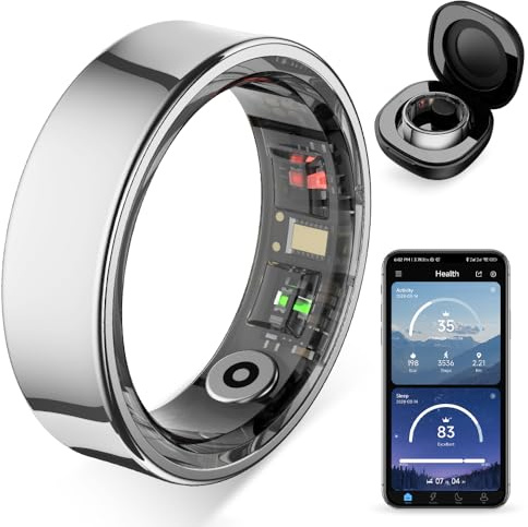 COLMI R09 Smart Ring Women with Skin Temperature&Sleep Tracker(Sliver，7) | Stress & Cycle Reminder Insights, 5ATM Waterproof, Wearable for Couple Gift， No Subscription Fee ，for Android and iOS